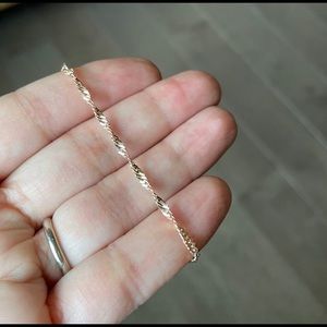 14k gold twisted, diamond-cut bracelet, rose gold